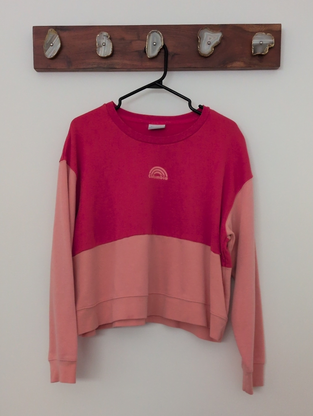 Columbia Two-Tone Pink Colorblock Crew Sweatshirt
